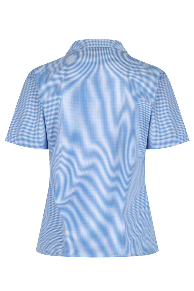 Blue Gingham Blouse , Short Sleeves with Revere Collar - Kids-Biz