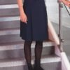 Front Pleated Stylish School Skirt, Range of Skirt Lengths, Banner Brand, Navy - Image 2