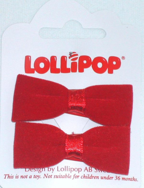 WEBSHOP Flocked Bow Hairclips Red