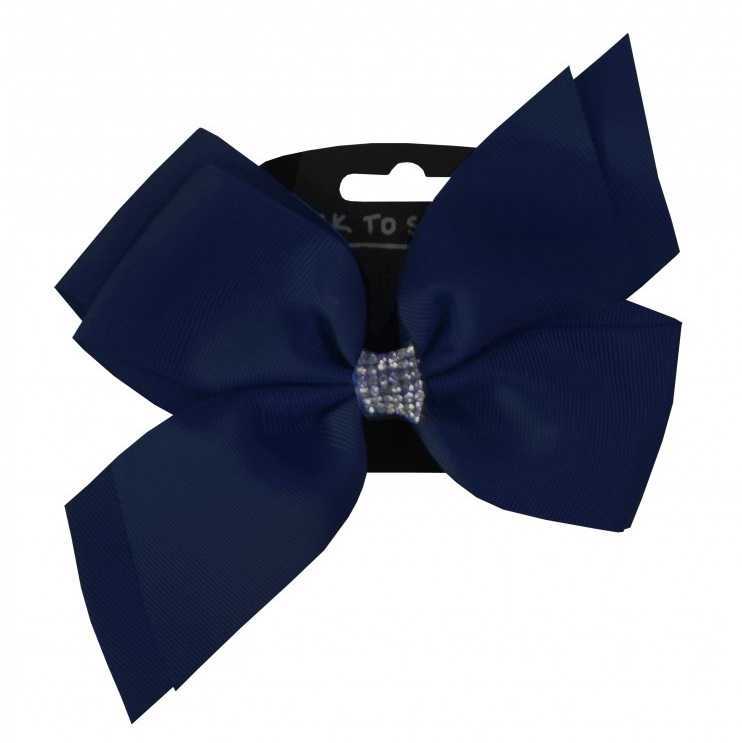 Large Hair Bow Clip in Jojo Style, Navy Blue - Kids-Biz