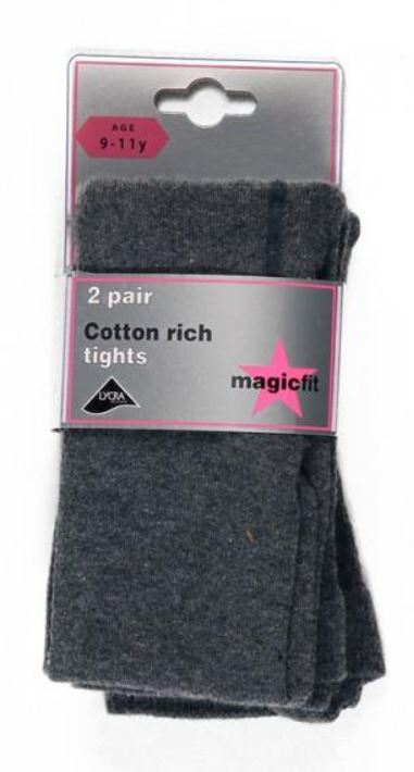 Quality UK Made, Cotton Rich Girls Tights, Magic Fit Brand, Pack