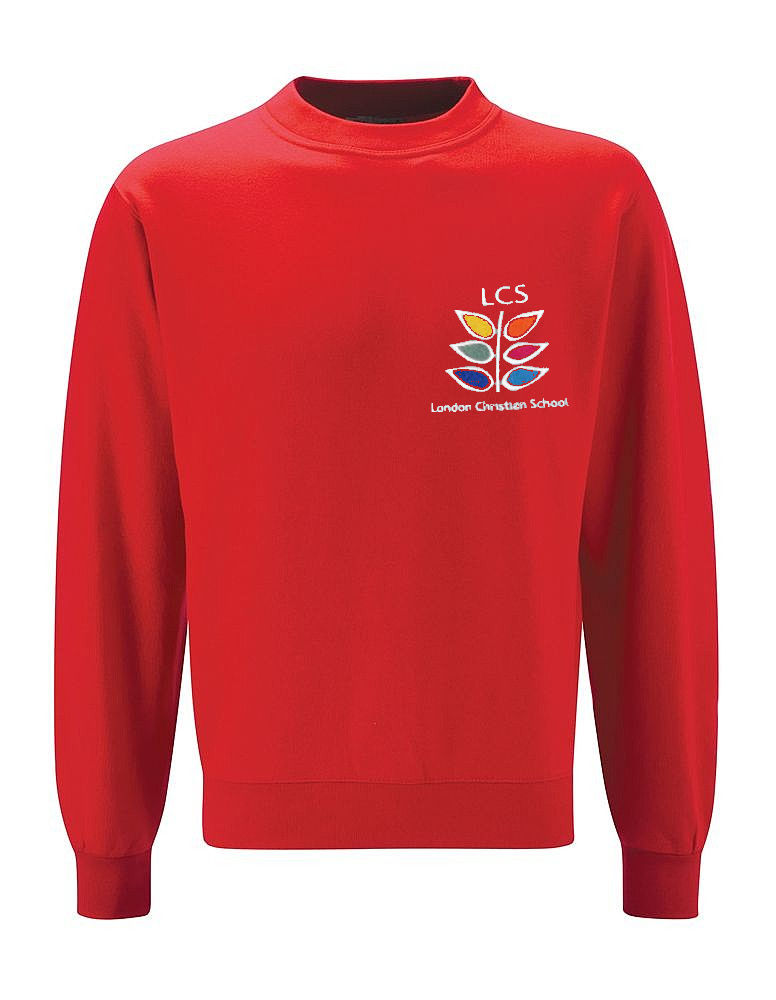 Red Sweatshirt for PE, embroidered with LCS logo - Kids-Biz