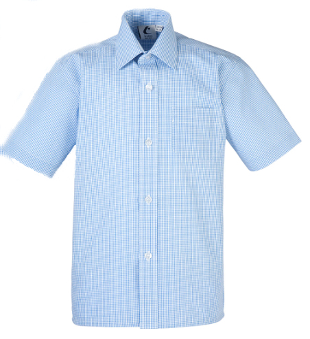 Blue and White Short Sleeved Summer Gingham Shirt - Kids-Biz