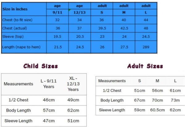 Size Guide Hoodies