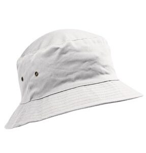 Childs Cotton Bucket-Style Sun Hat, White (2 sizes)