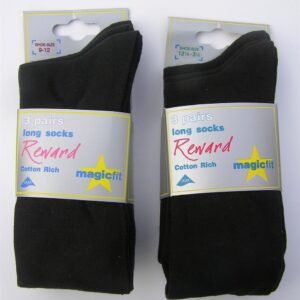 Knee Length Ribbed Cotton Socks, Pack of 2, Magic Fit Brand, Navy