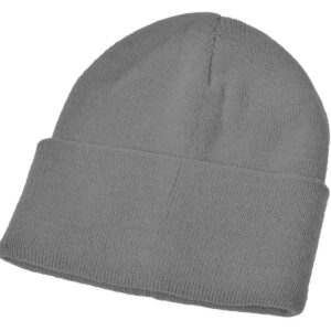 Childs Knitted Hat with Turn Up, Grey