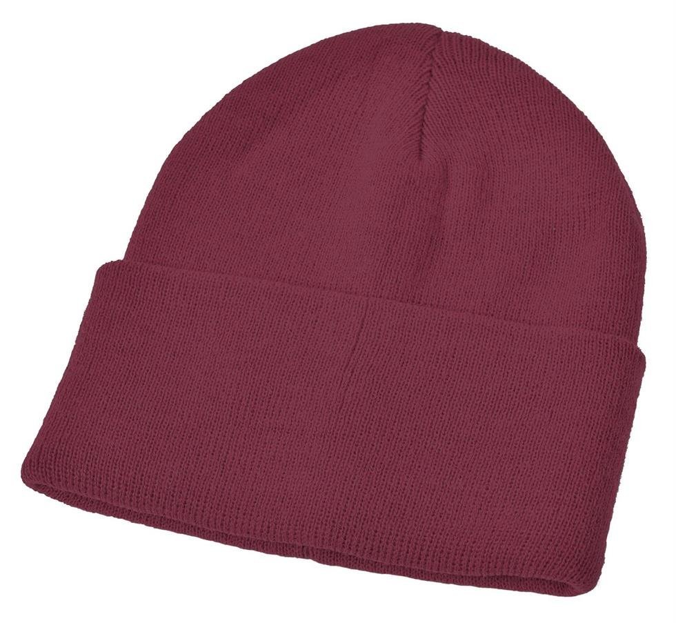 Childs Knitted Hat with Turn Up, Brown - Image 2