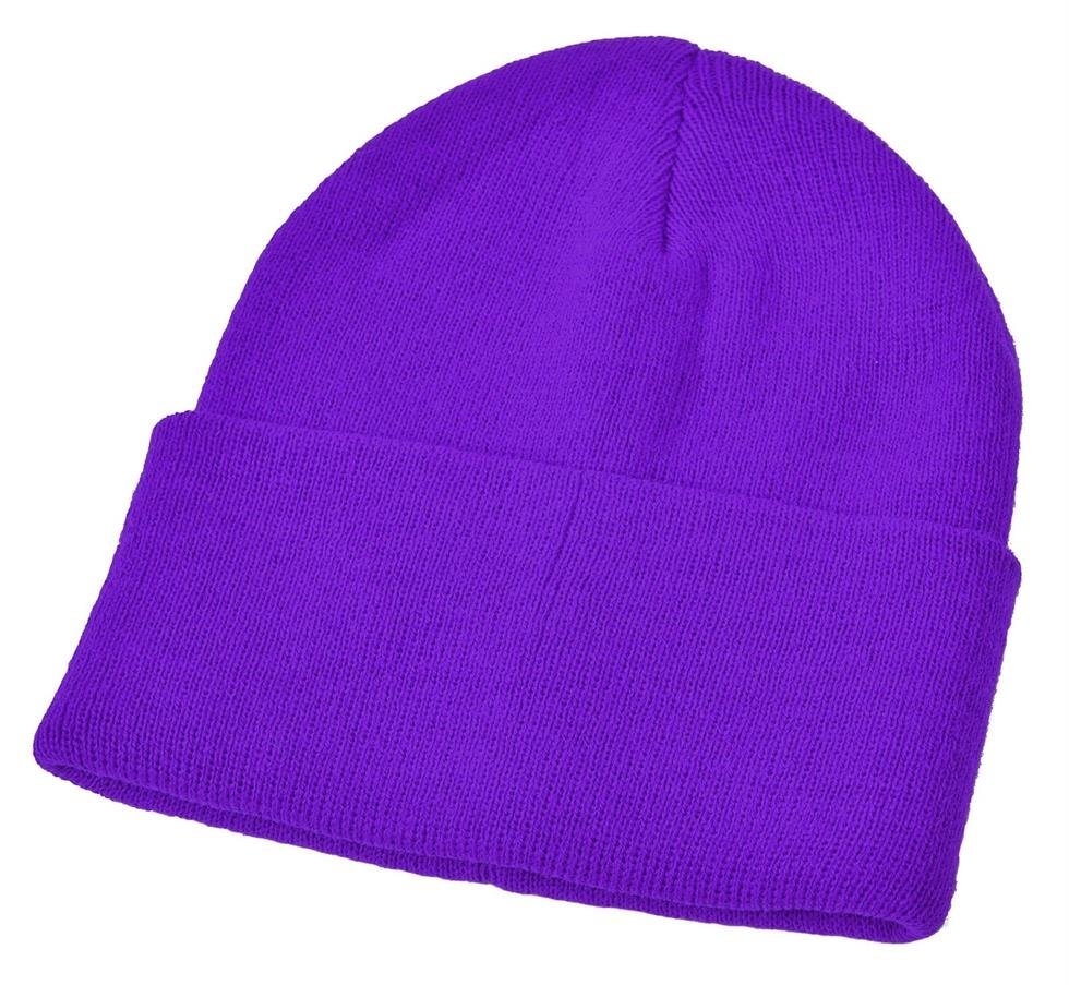 Childs Knitted Hat with Turn Up, Brown - Image 3