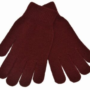 Childs Knitted Gloves, Maroon
