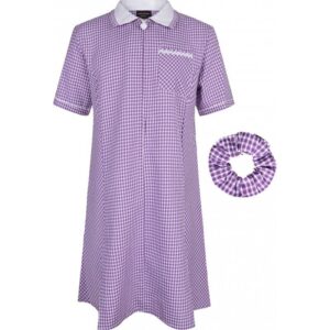 Gingham Dress with Scrunchie (Offer), Innovation brand, Purple, age 4/5