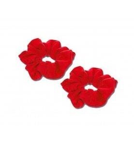 Velvet Scrunchie, Pack of 2, Red