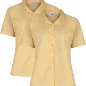 Gold Short Sleeved Blouse with Revere Collar, Twin pack Trutex brand