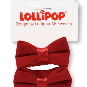 Flocked Velvet Hair Bobbles in Bow Shape - Pack of 2, Maroon (Burgundy)