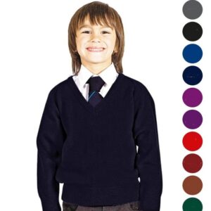 V Neck School Jumper in Soft Wool Mix