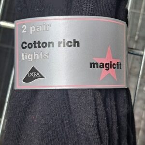 Tights - Soft Cotton Rich (Twin Pack), Black, MagicFit brand
