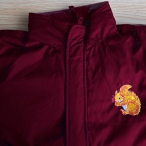 Squirrel Embroidered Reversible Fleece Jacket, Jerzees/Russell brand, Maroon, age 5/6