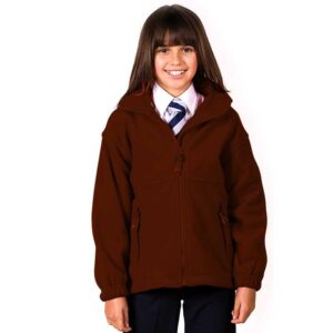 Brown Fleece Jacket with embroidered design