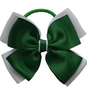 Large Hair Bow in Green and White