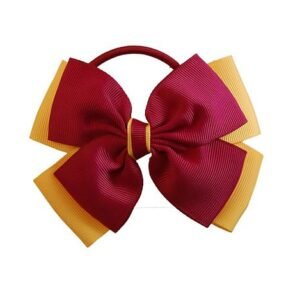 Large Hair Bow in Maroon/Yellow (Burgundy/Gold)