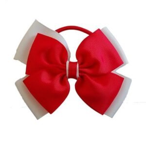Large Hair Bow in Red/White