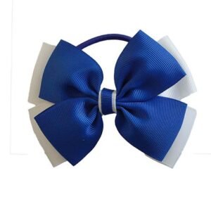Large Hair Bow in Royal Blue/White