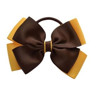 Large Hair Bow in Brown/Yellow