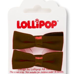 Flocked Bow Hairclips, Maroon