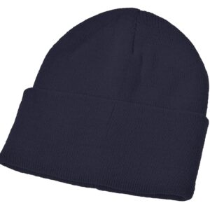 Childs Knitted Hat with Turn Up, Navy Blue