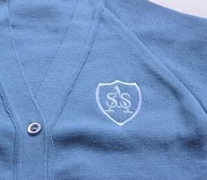 Cotton Acrylic Cardigan, MagicFit brand, with embroidered design, Sky Blue