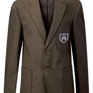 Girls School Blazer with embroidered emblem, Brown, Viscount style