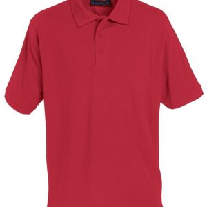 Heavyweight Kids Polo Shirt, Blue Max Banner Cogs, Red