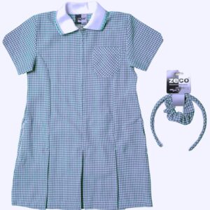 Pleated Gingham Dress with Headband and Scrunchie, Zeco Offer