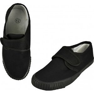 Gym Plimsoles with Velcro Tab, Black