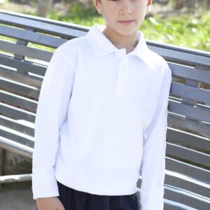 White Long Sleeved Polo Shirt 100% Cotton, Russell Brand, Age 1/2