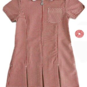 Gingham Dress with Scrunchie in Larger Sizes, Offer, Zeco brand in Red