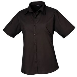 Black Premier PR302 Poplin Short Sleeved Blouse